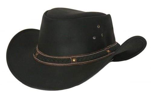 Outback Trading Co Wagga Wagga Leather Hat - Black