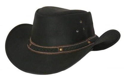Outback Trading Co Wagga Wagga Leather Hat - Black