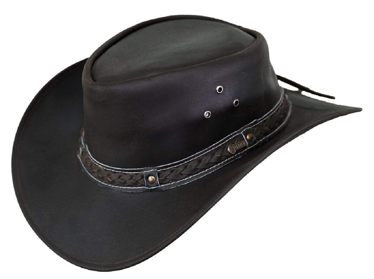 Outback Trading Co Wagga Wagga Leather Hat - Chocolate