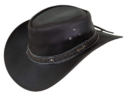 Outback Trading Co Wagga Wagga Leather Hat - Chocolate