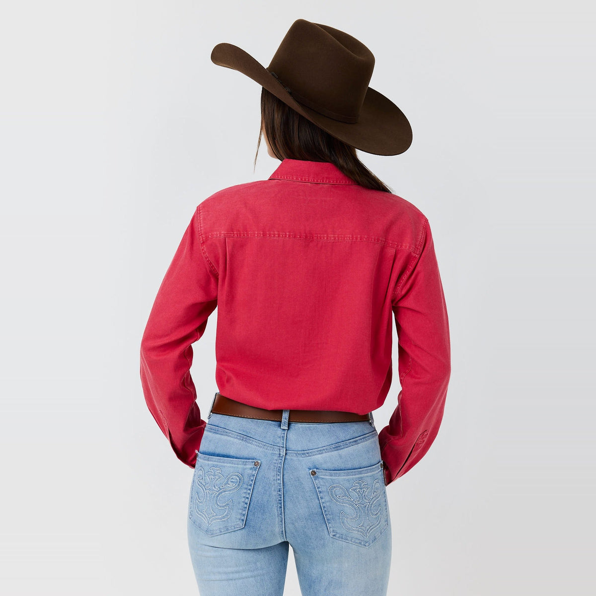 Ringers Western Pentecost Rugged Womens Full Button Work Shirt Berry
