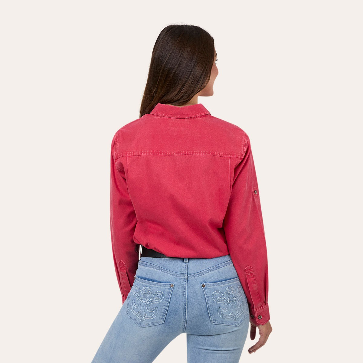 Ringers Western Pentecost Rugged Womens Half Button Work Shirt Berry