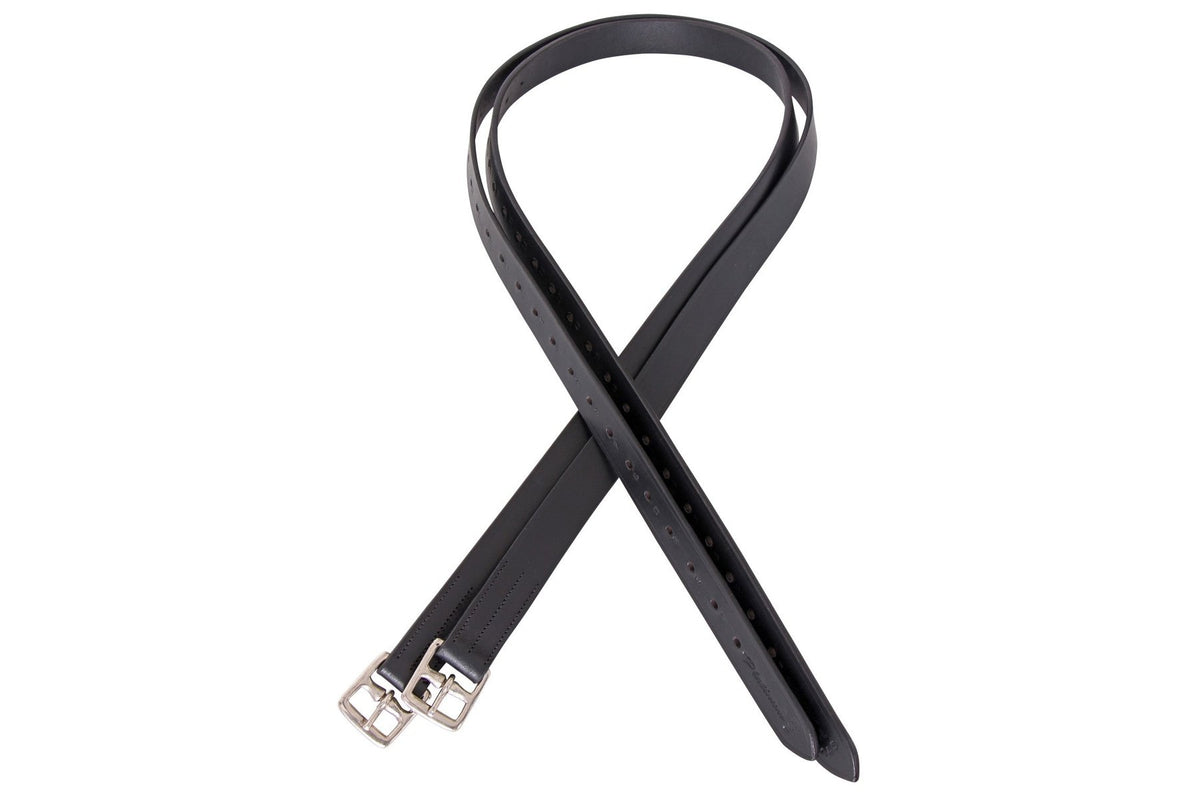 Platinum 32mm Pre-Stretched Stirrup Leathers - Black