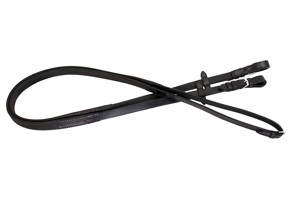 Platinum Rubber Grip Reins - Black