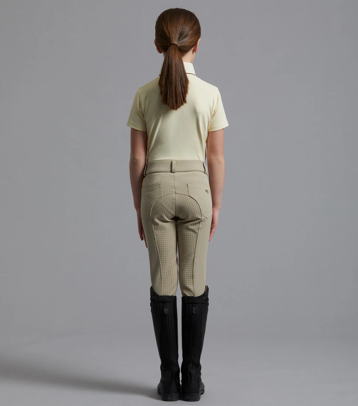 Premier Equine Brava Girls Full Seat Gel Competiton Riding Breeches - Beige - 2