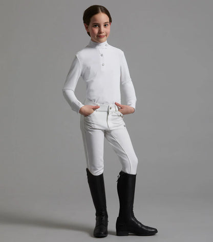 Premier Equine Brava Girls Full Seat Gel Competiton Riding Breeches - White - 3