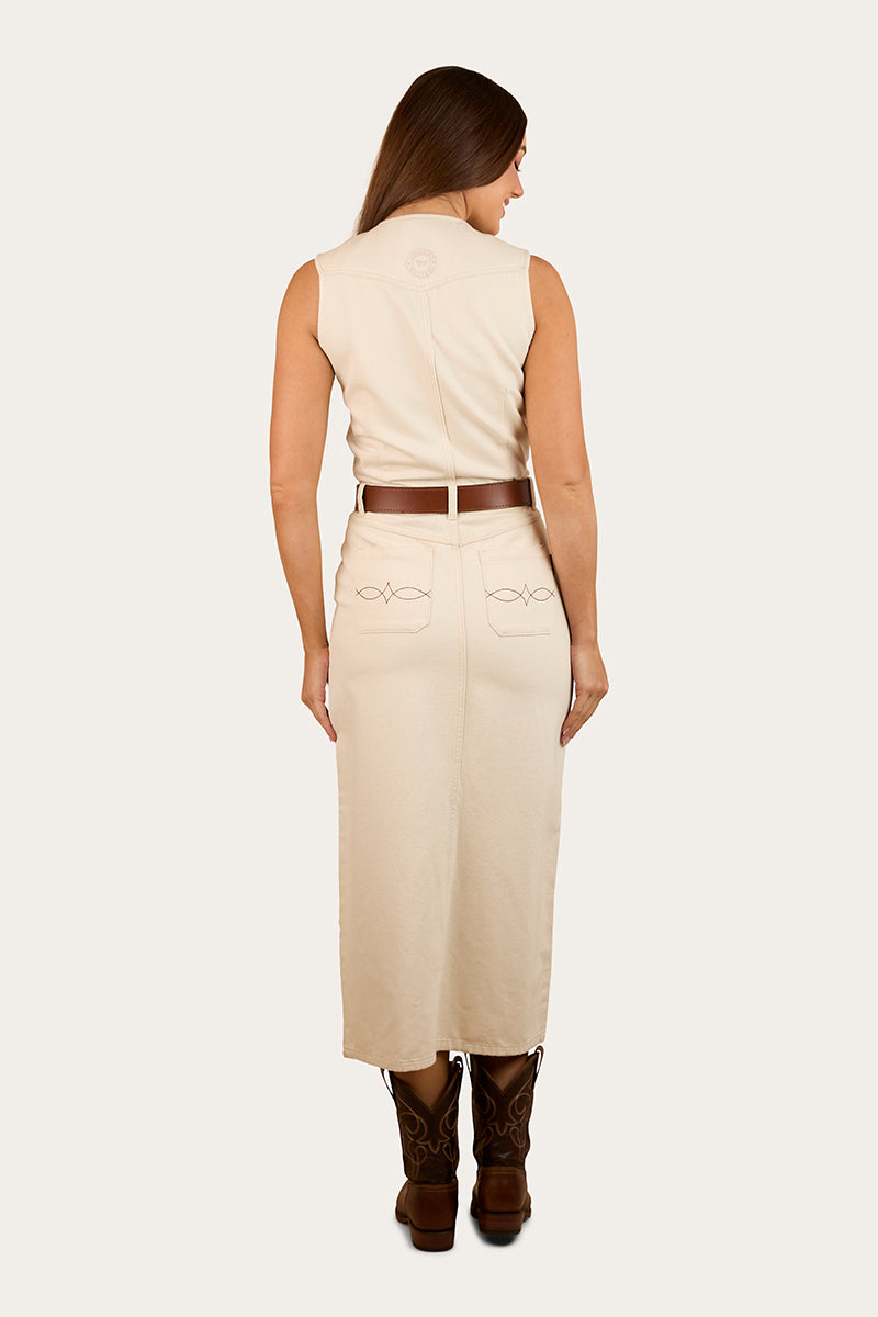 Ringers Western Airlie Womens Denim Dress - Off White Back