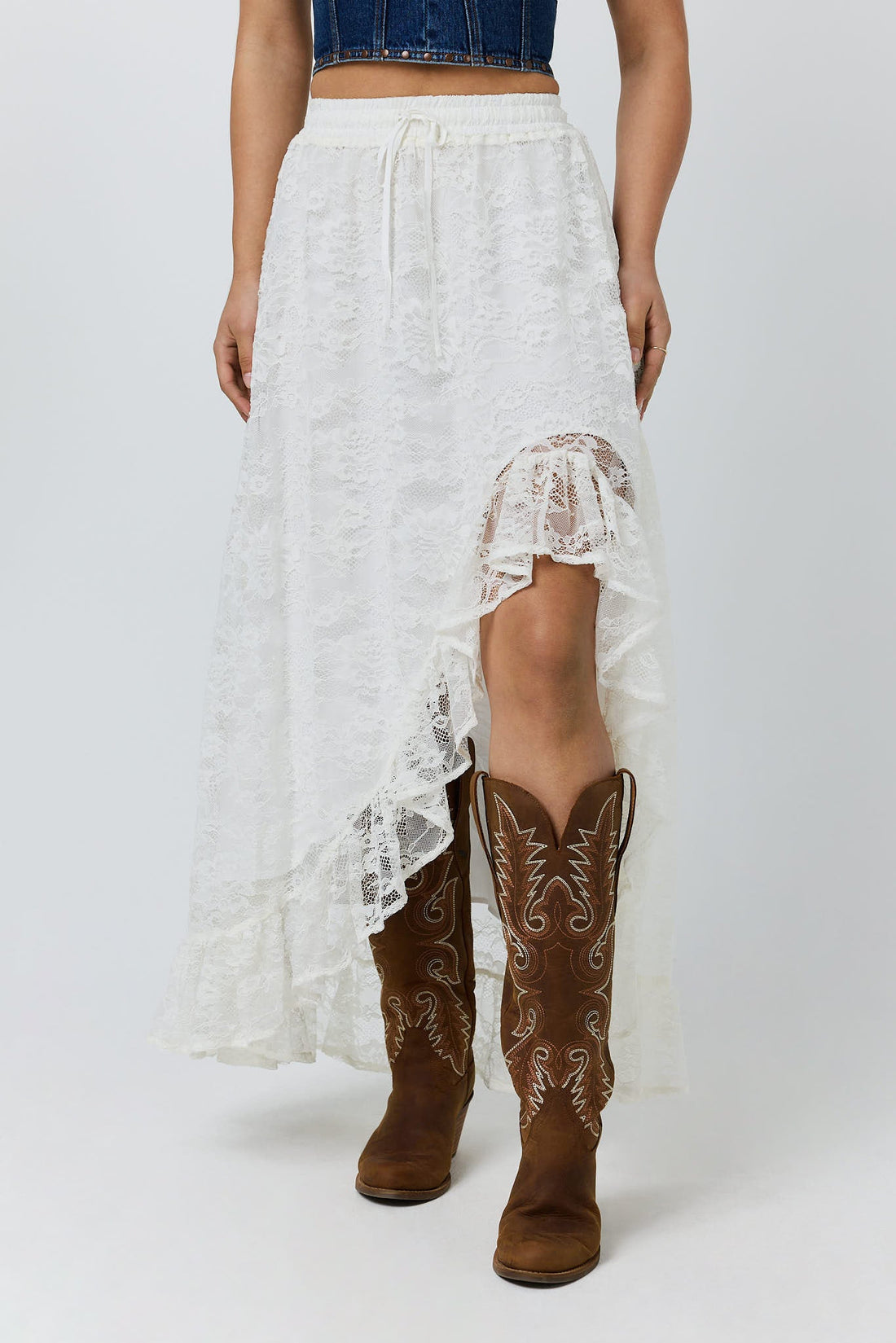 Ringers Western Almost A Cowgirl Womens Shirred Maxi Skirt - Front