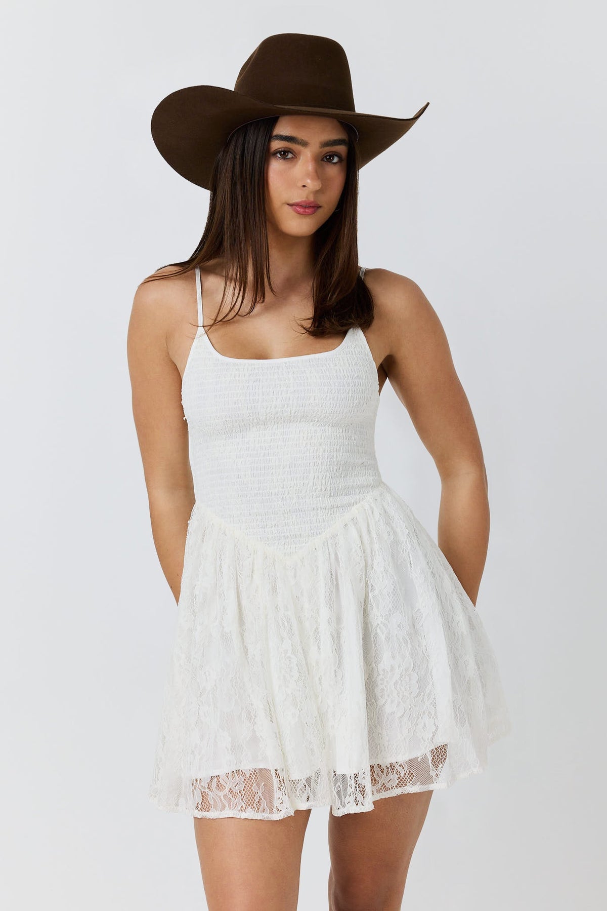 Ringers Western Almost A Cowgirl Womens Shirred Mini Dress - Front