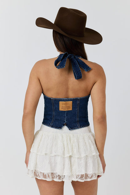 Ringers Western Almost A Cowgirl Womens Shirred Mini Skirt - Back