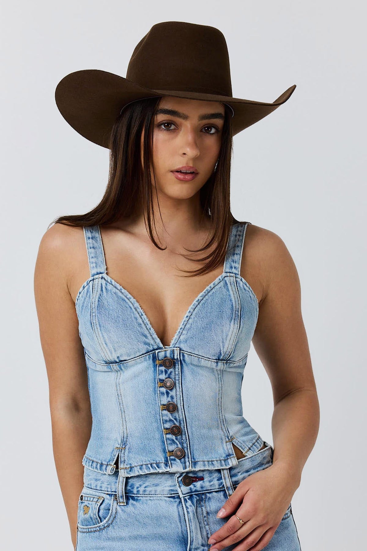 Ringers Western Asher Womens Bustier Top - Vintage Light Blue - 2