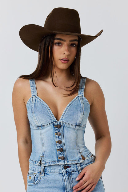 Ringers Western Asher Womens Bustier Top - Vintage Light Blue - 2
