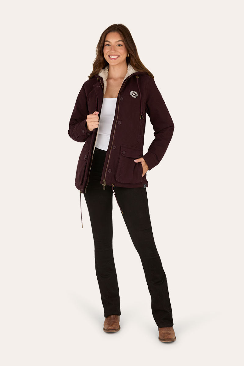 Ringers Western Aspen Womens Canvas Jacket - Burgundy Front