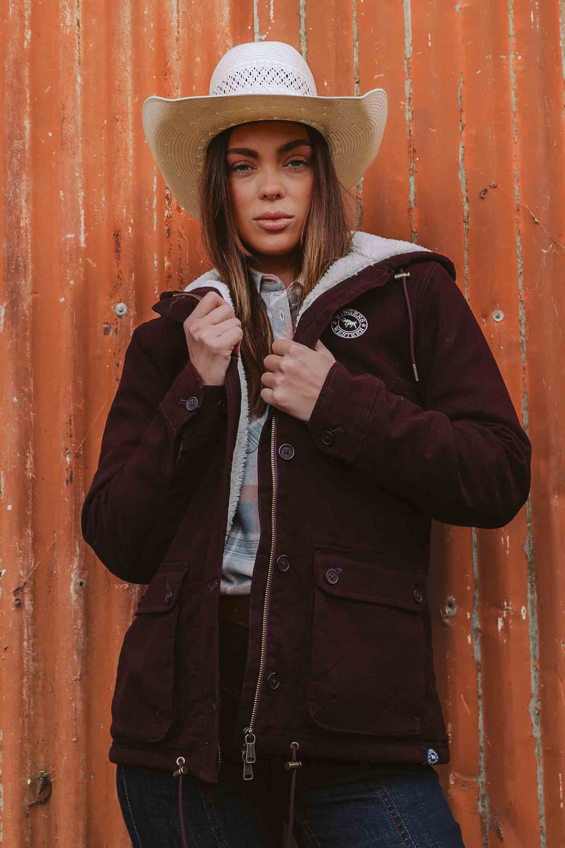 Ringers Western Aspen Womens Canvas Jacket - Burgundy Lifestyle