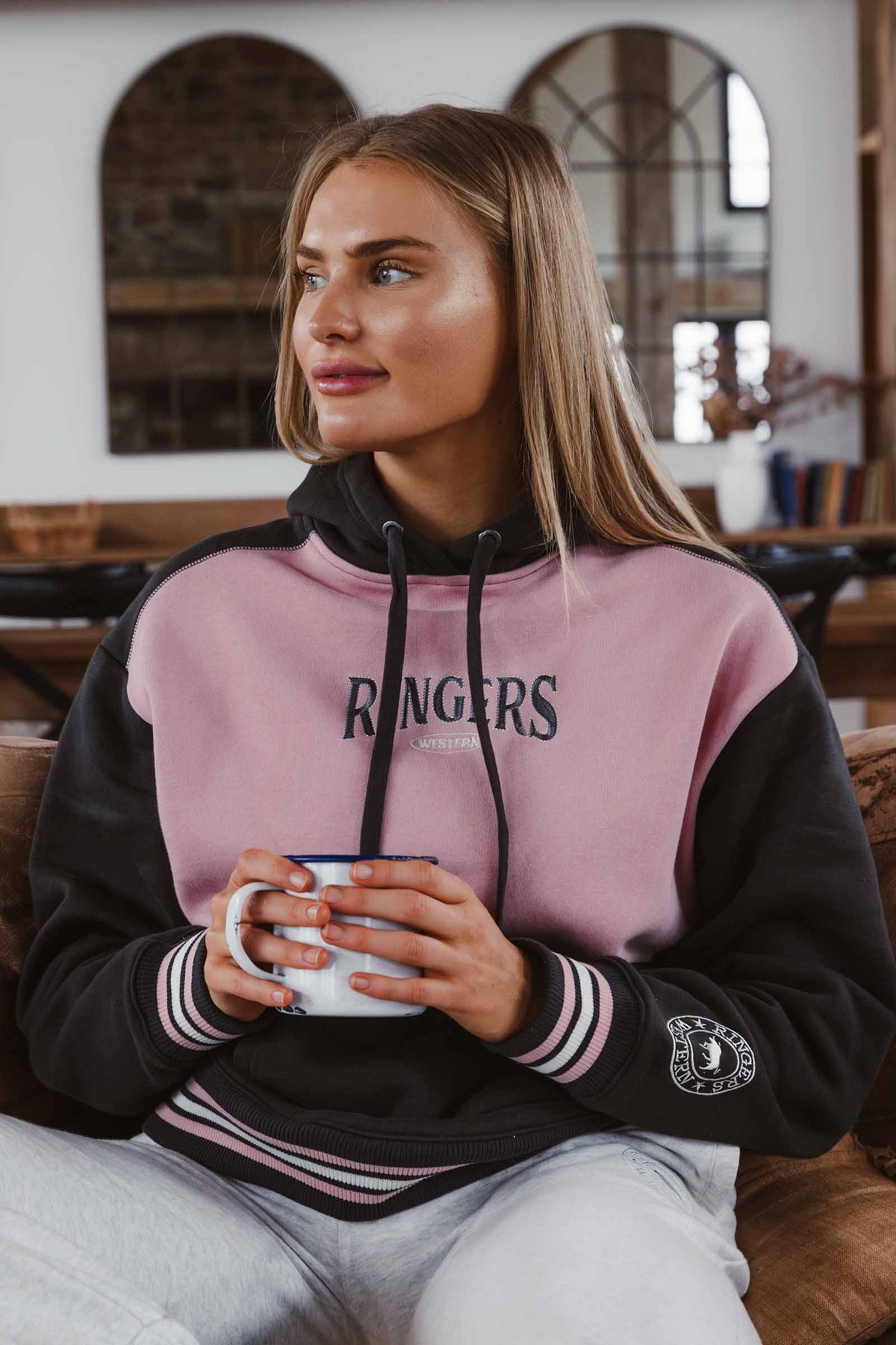 Ringers Western Aspley Womens Pullover Hoodie - Charcoal Lifestyle