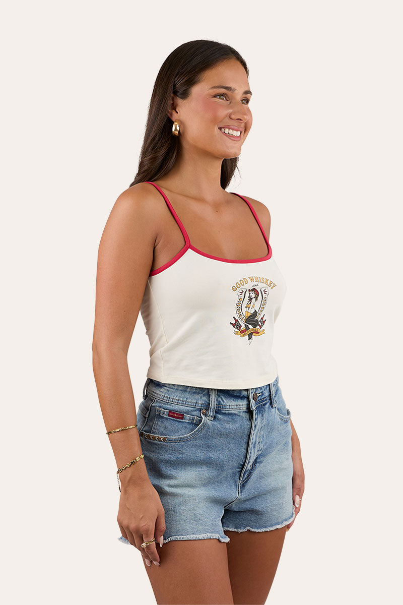 Ringers Western Bad Cowgirls Womens Tank - Off White - 6
