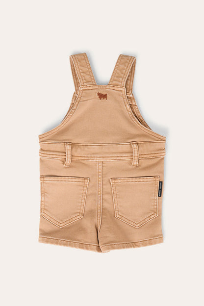 Ringers Western Barnyard Buddy Babies Shorts Overalls - Dark Sand Back