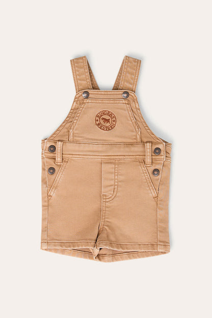 Ringers Western Barnyard Buddy Babies Shorts Overalls - Dark Sand