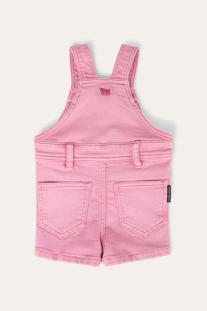 Ringers Western Barnyard Buddy Babies Shorts Overalls - Pink Back