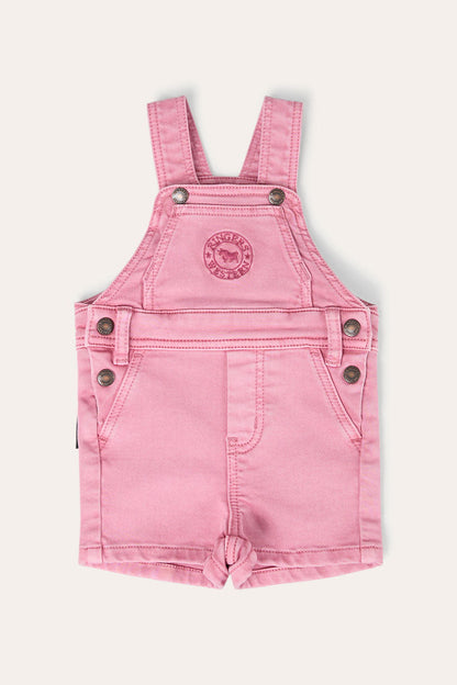 Ringers Western Barnyard Buddy Babies Shorts Overalls - Pink