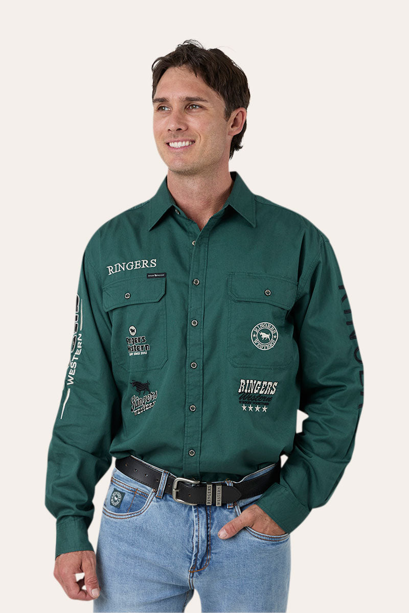Ringers Western Barrelman Mens Full Button Work Shirt - Pine