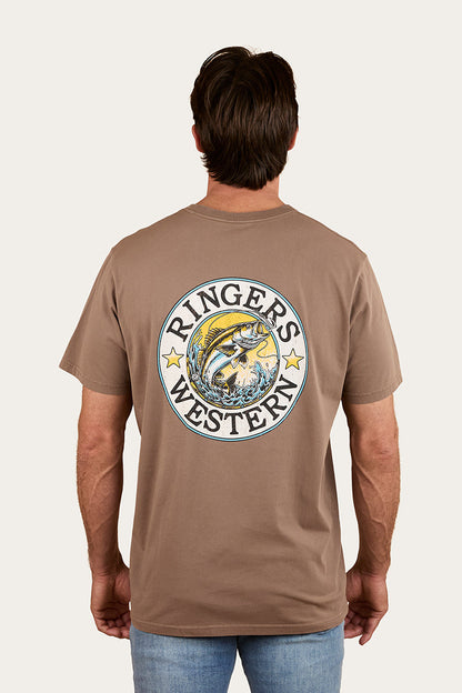 Ringers Western Big Catch Mens Loose Fit T-Shirt - Mushroom