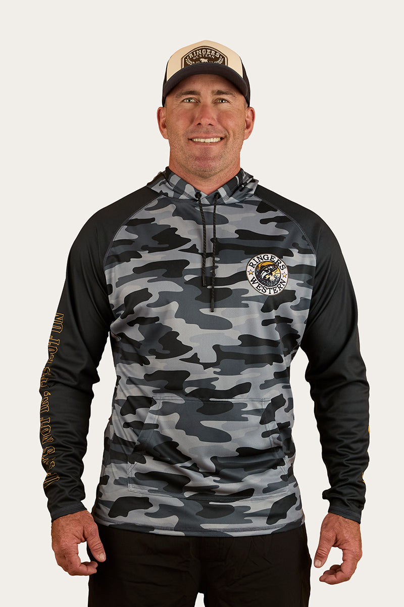 Ringers Western Big Catch Unisex Hooded Fishing Jersey - Black Camo