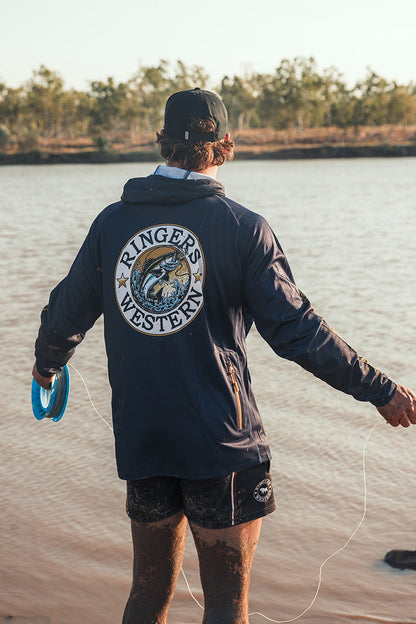 Ringers Western Big Catch Unisex Hooded Fishing Jersey - Navy