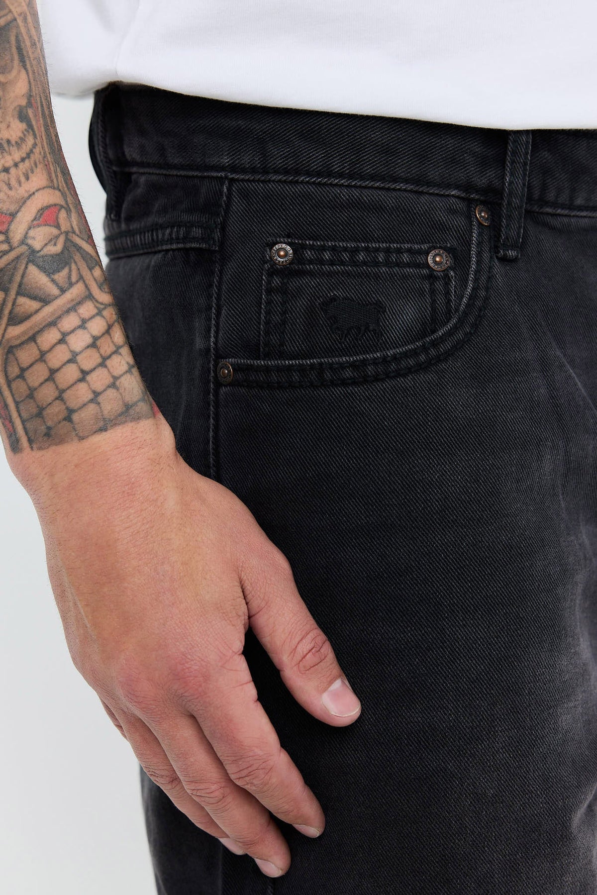 Ringers Western Bodie Mens Denim Short - Black Wash Side