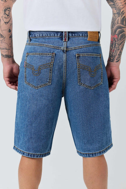 Ringers Western Bodie Mens Denim Short - Mid Blue Back