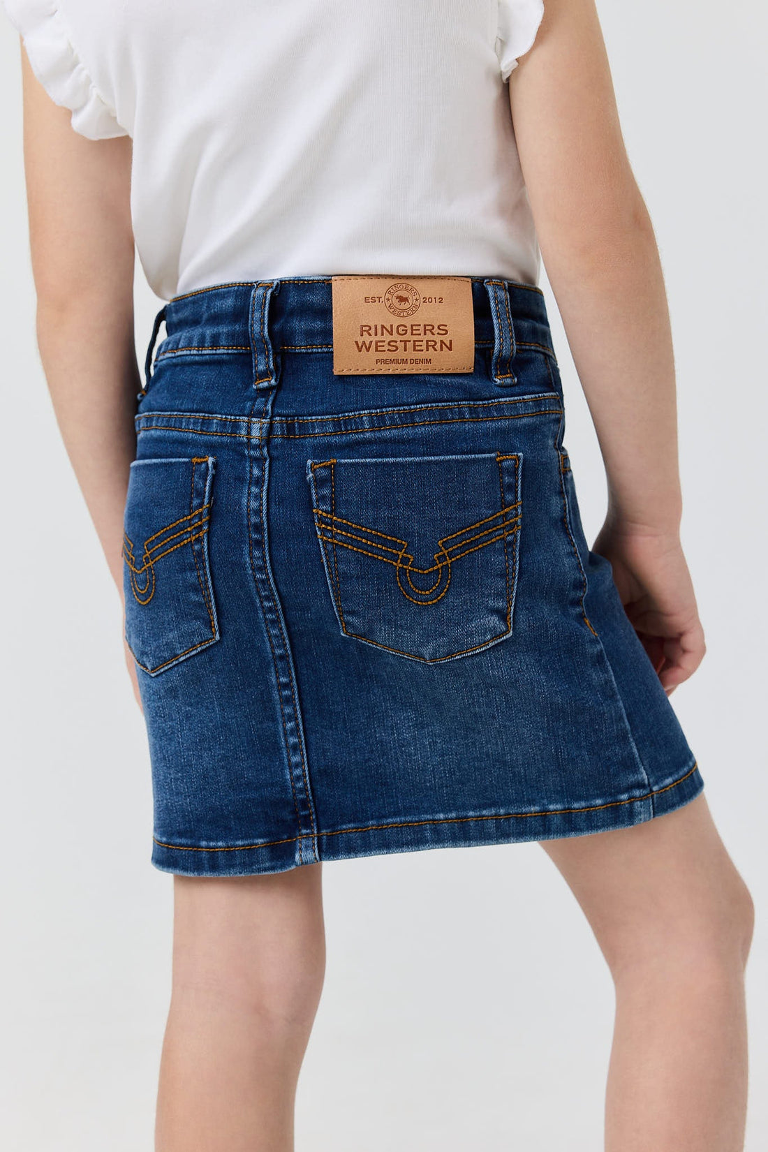 Ringers Western Boot Scoot Kids Girls Denim Skirt - Back