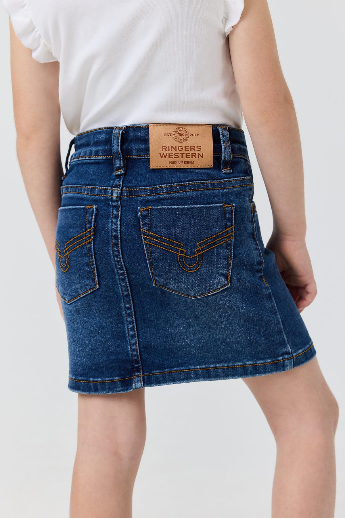 Ringers Western Boot Scoot Kids Girls Denim Skirt - Back