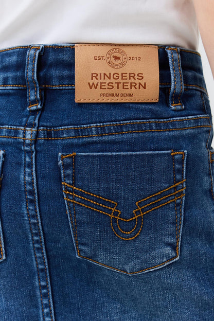 Ringers Western Boot Scoot Kids Girls Denim Skirt