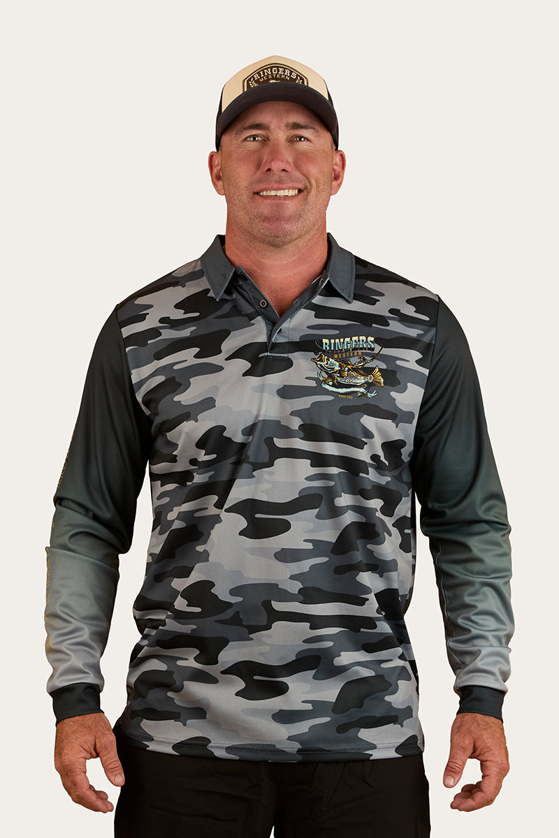 Ringers Western Buckin Barra Unisex Fishing Jersey - Black