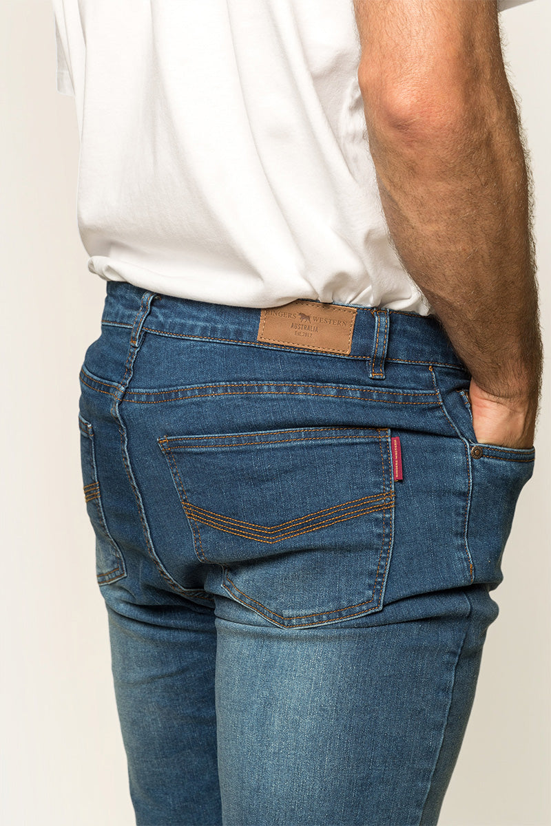 Ringers Western Burke Mens Mid Rise Tapered Slim Leg Jeans - 7