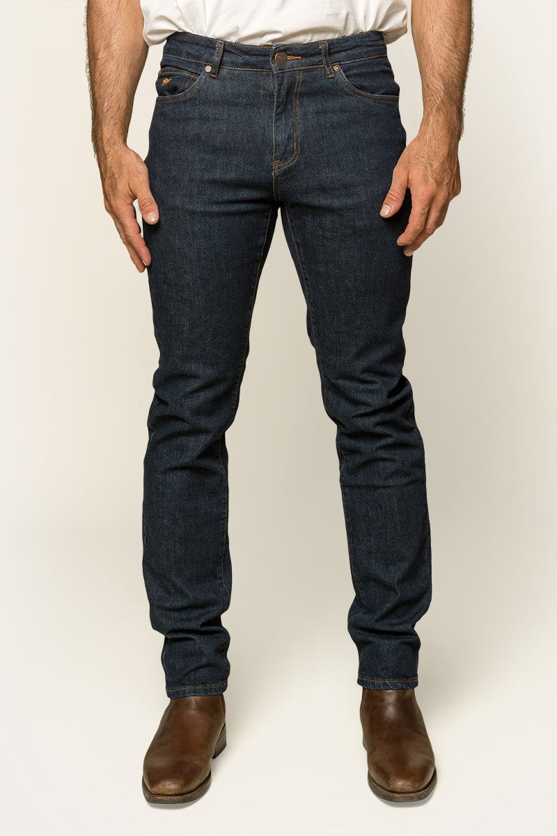 Ringers Western Burke Mens Mid Rise Tapered Slim Leg Jeans - Dark Blue