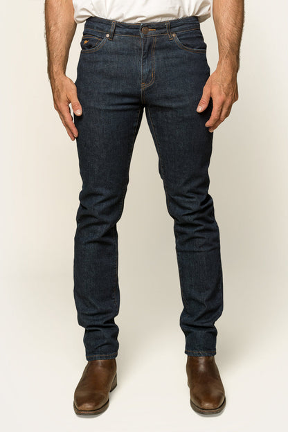Ringers Western Burke Mens Mid Rise Tapered Slim Leg Jeans - Dark Blue