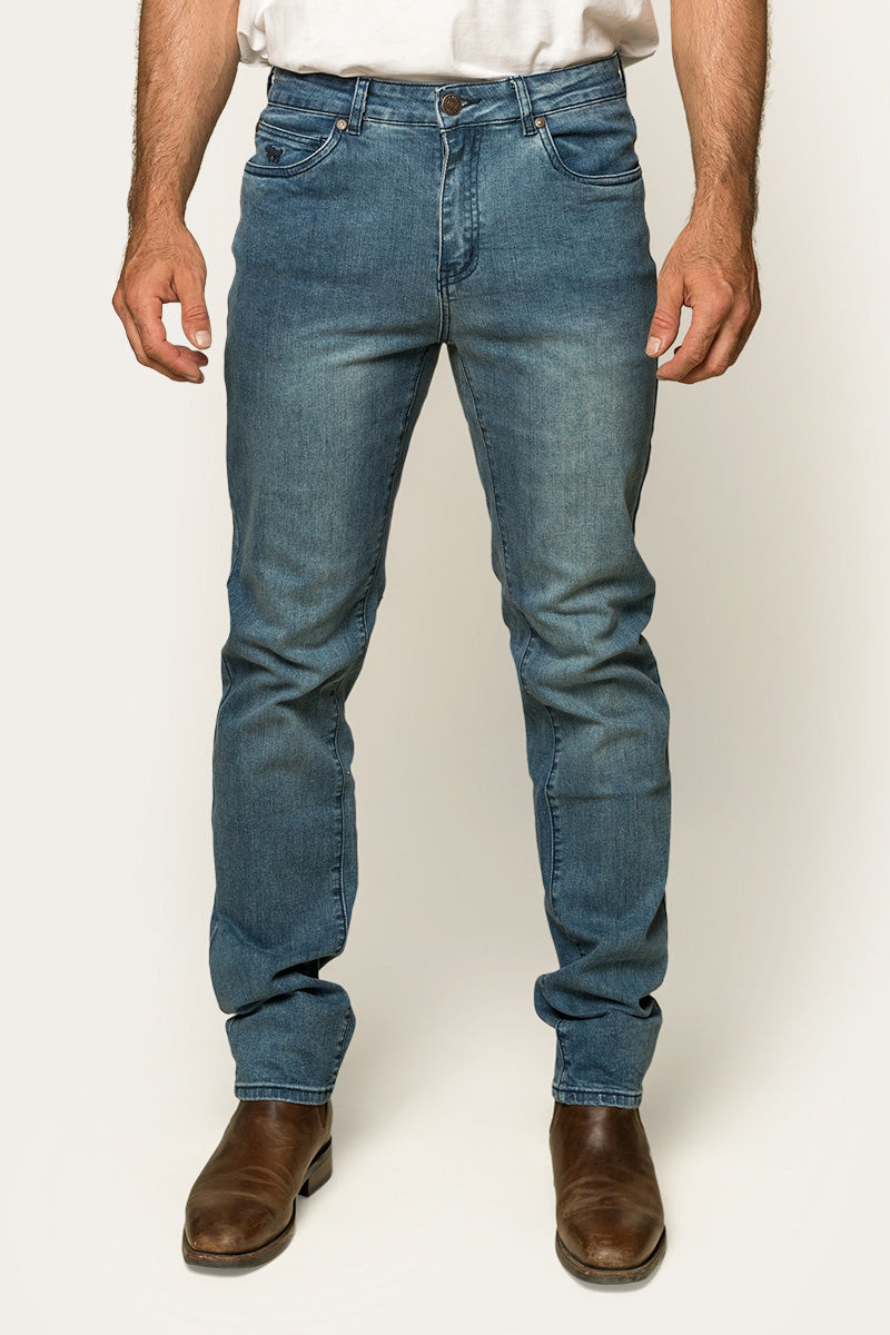 Ringers Western Burke Mens Mid Rise Tapered Slim Leg Jeans - Light Blue