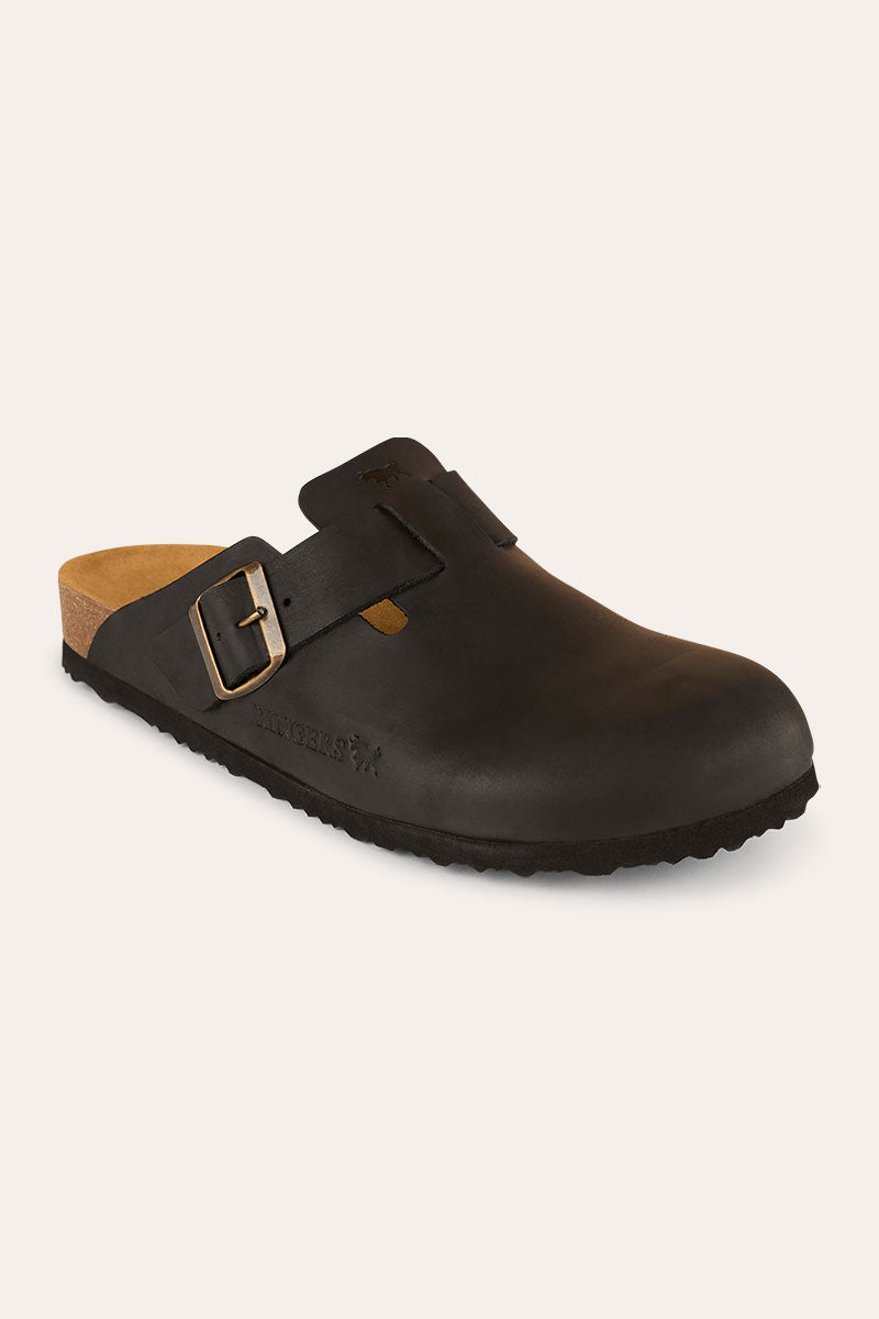 Ringers Western Byron Unisex Leather Cork Clog - Black Side