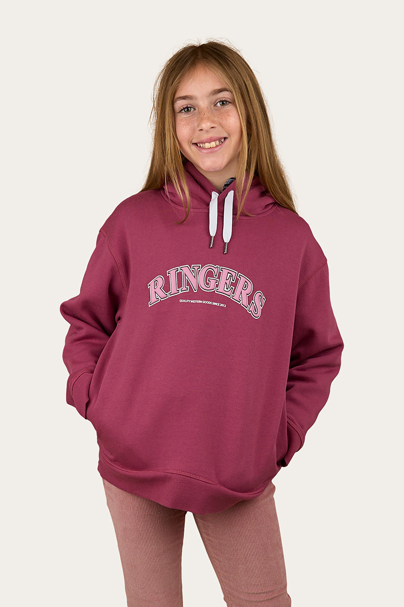 Ringers Western Campus Kids Pullover Hoodie - Berry Front