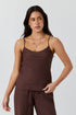 Ringers Western Carmen Womens Bias Cut Linen Cami Top - Chocolate
