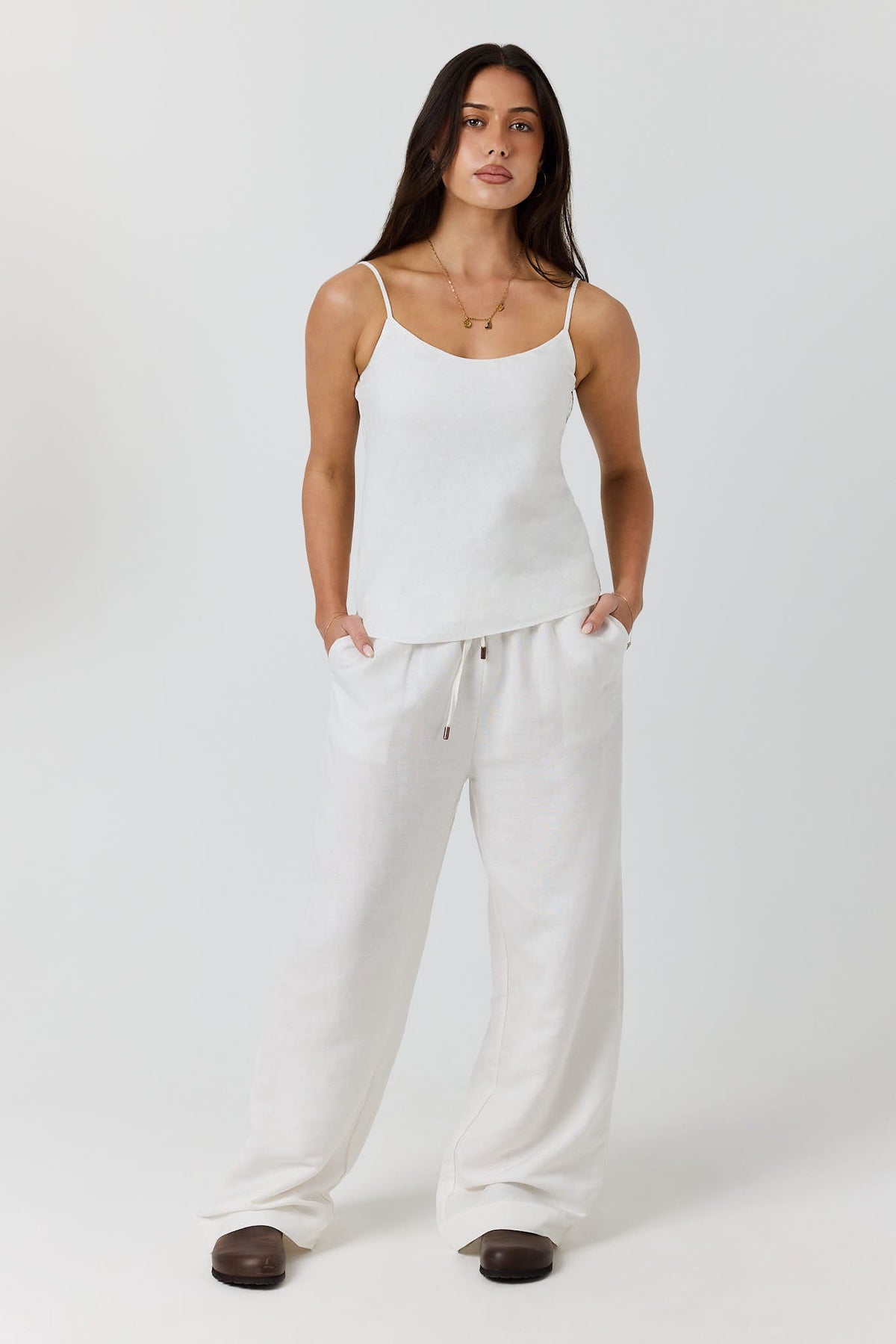 Ringers Western Carmen Womens Bias Cut Linen Cami Top - White