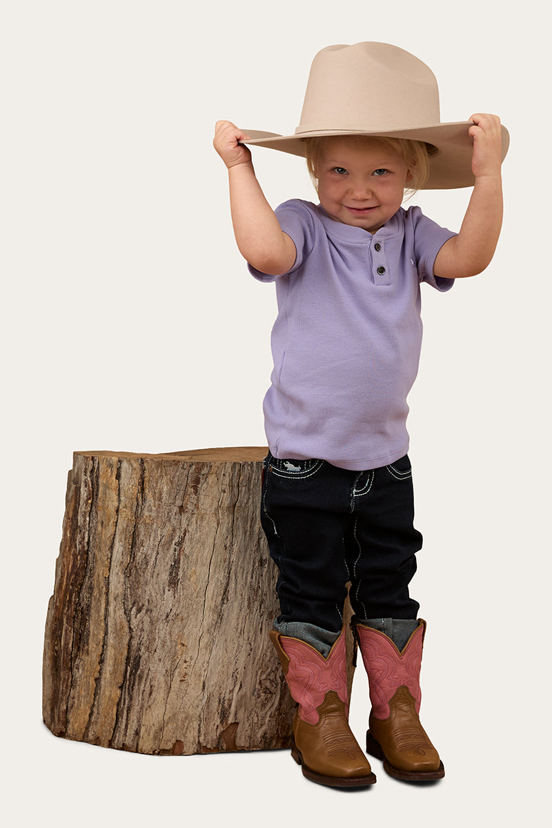 Ringers Western Casey Kids Rib Henley Top - Violet
