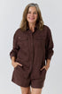 Ringers Western Celine Womens Oversized Linen Shirt - Chocolate