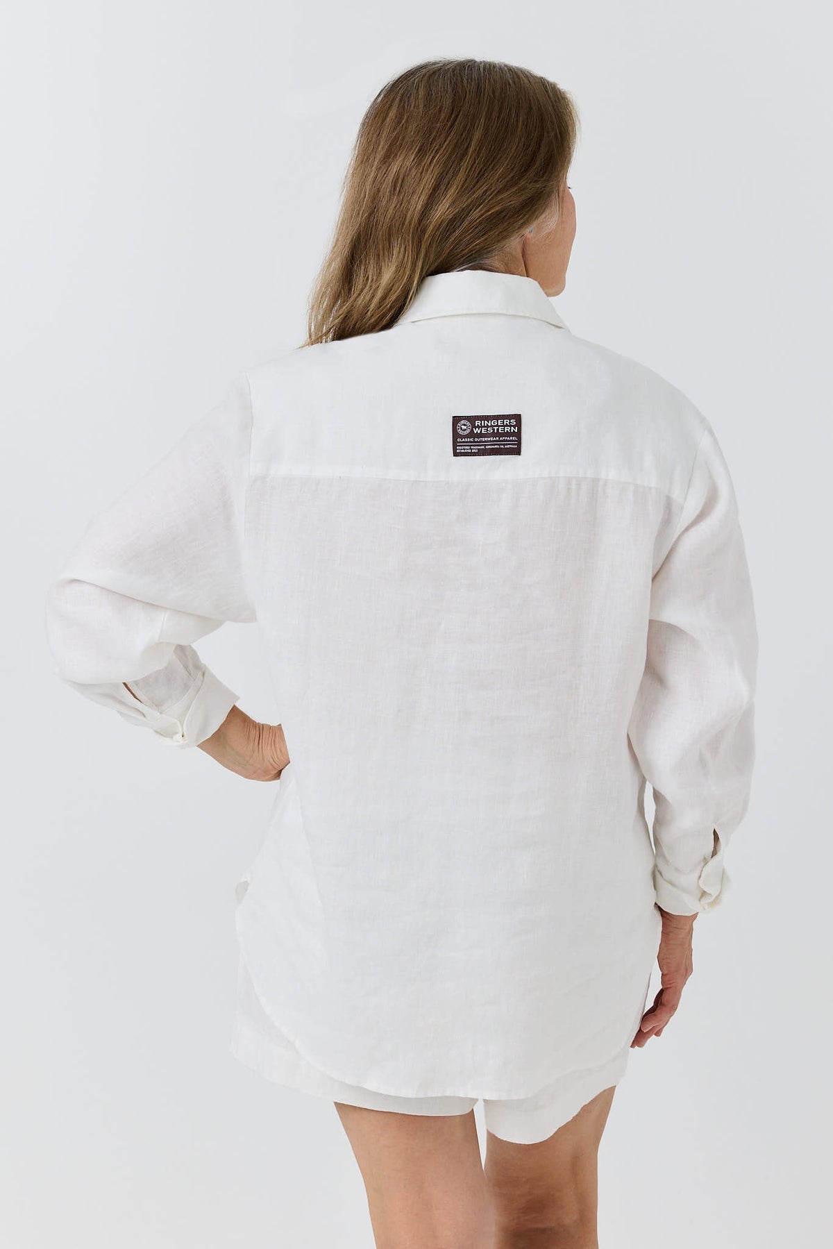 Ringers Western Celine Womens Oversized Linen Shirt - White Back