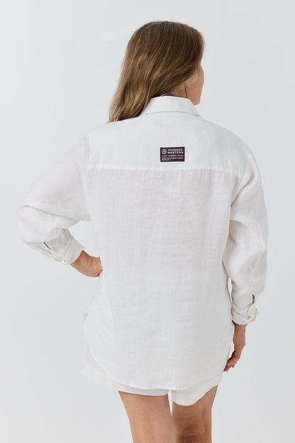 Ringers Western Celine Womens Oversized Linen Shirt - White Back