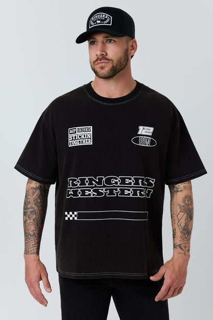 Ringers Western Chad Mens Box Fit T-Shirt - Black Wash