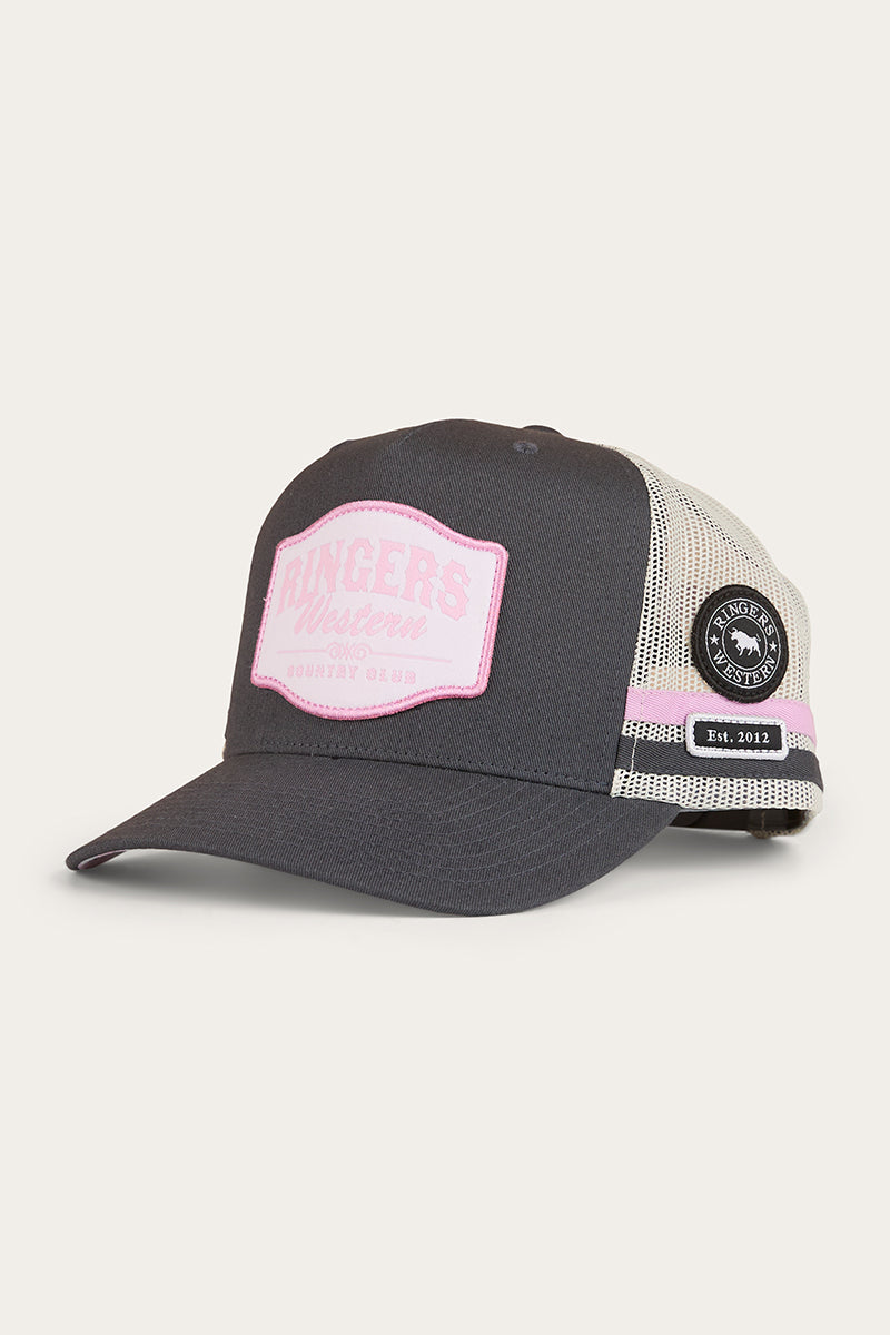 Ringers Western Country Club Deep Fit Trucker Cap - Ballet Pink Charcoal