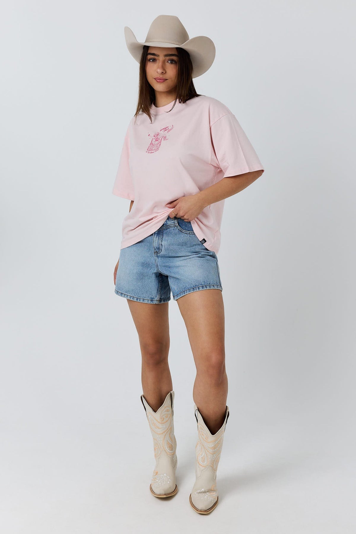 Ringers Western Cowboy Tears Womens Oversized T-Shirt - Front