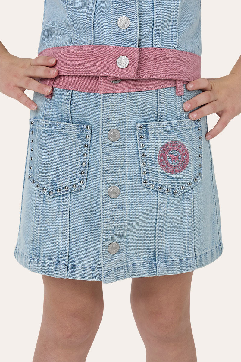 Ringers Western Cowgirl Club Kids Girls Studded Mini - Light Blue